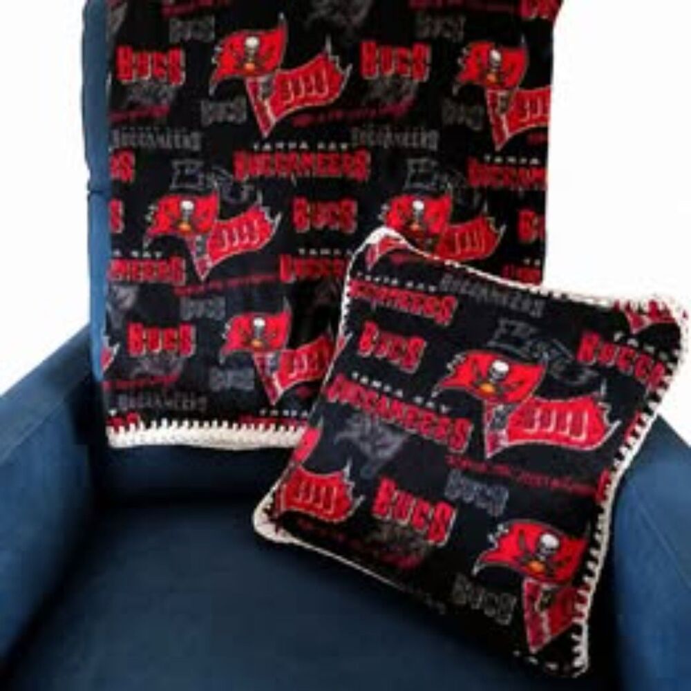 Tampa Bay Buccaneers Fleece Throw Blanket 59x47 & Pillow Handmade